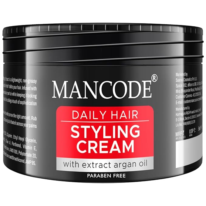 Mancode Hair Styling Cream For Men - 100 gr | For Daily Use Style & Nourishment | Non-sticky, Non-oily | Paraben & Sulphate FREE | Itch Free Daily Hair Cream | UV Protect & Care | Soft & Manageable Hair
