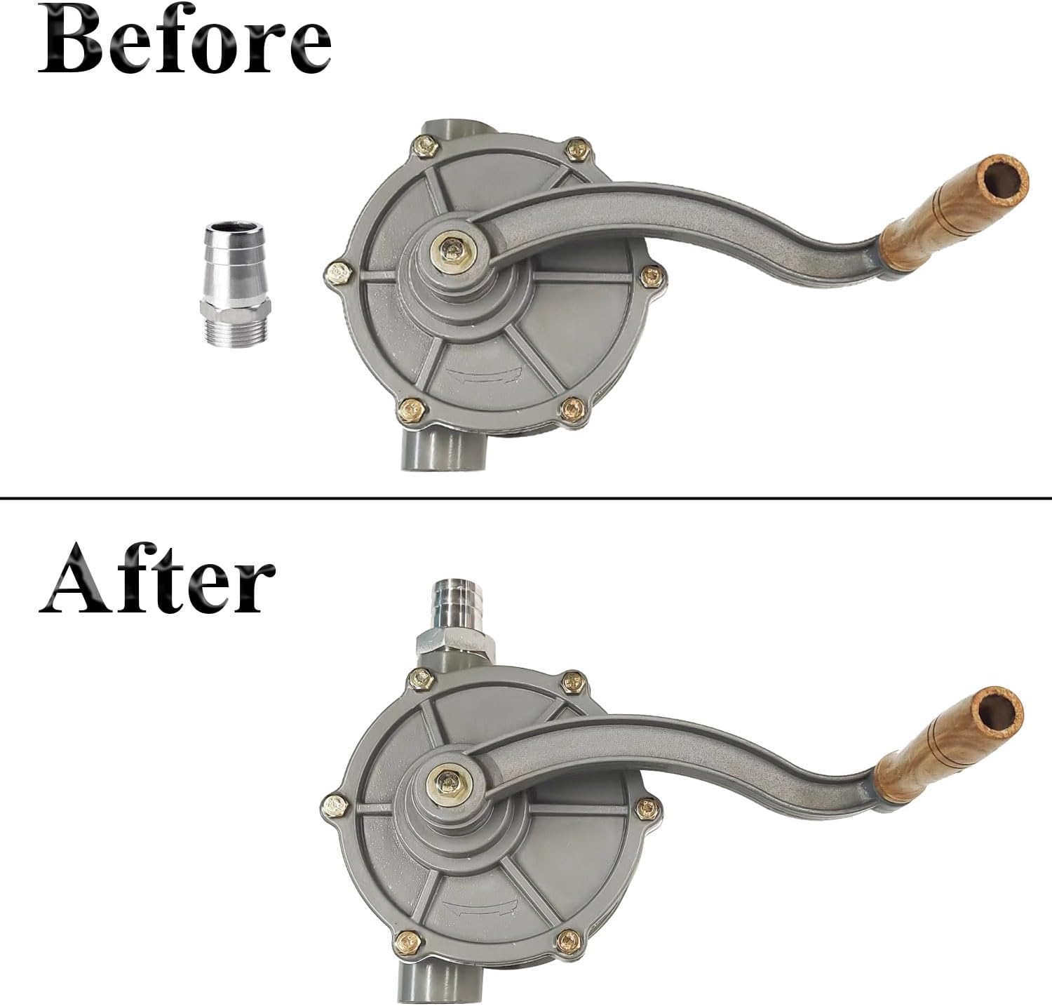 Hand Gas Diesel Transfer Pump for 30 Gallon 35 Gallon 40 Gallon Gas Fuel Diesel Caddy, Aluminum Drum Rotary Hand Pump Easy to Handle, Inlet Pipe 1-1/4" - 1.25 inch, Outlet Pipe 1”