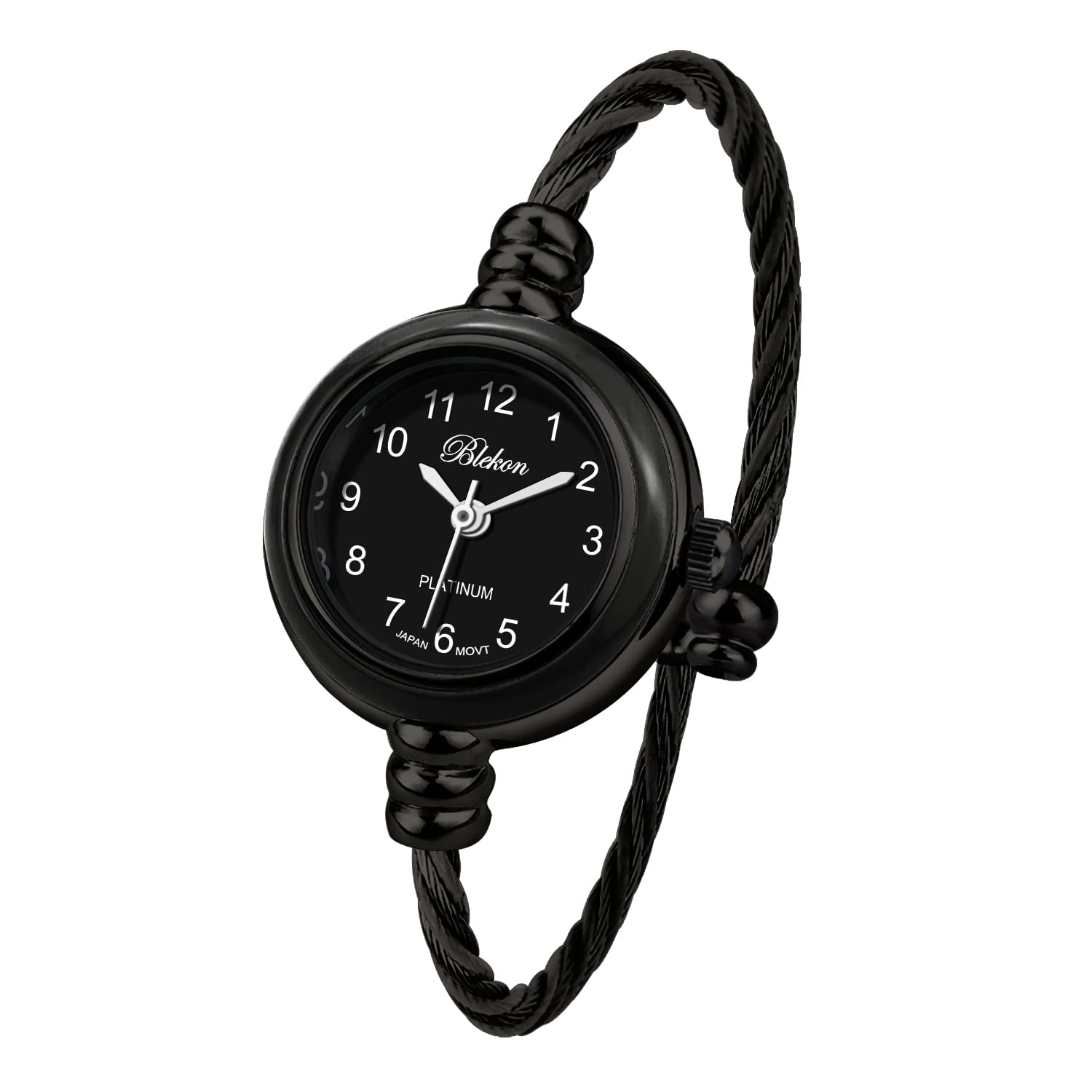 BlekonCollections Women's Cuff Watch - Round Analog Display Arabic Numbers 23mm Case Wire Bracelet Watch for Women Elegant Cable Cuff Bangle Wrist Watch