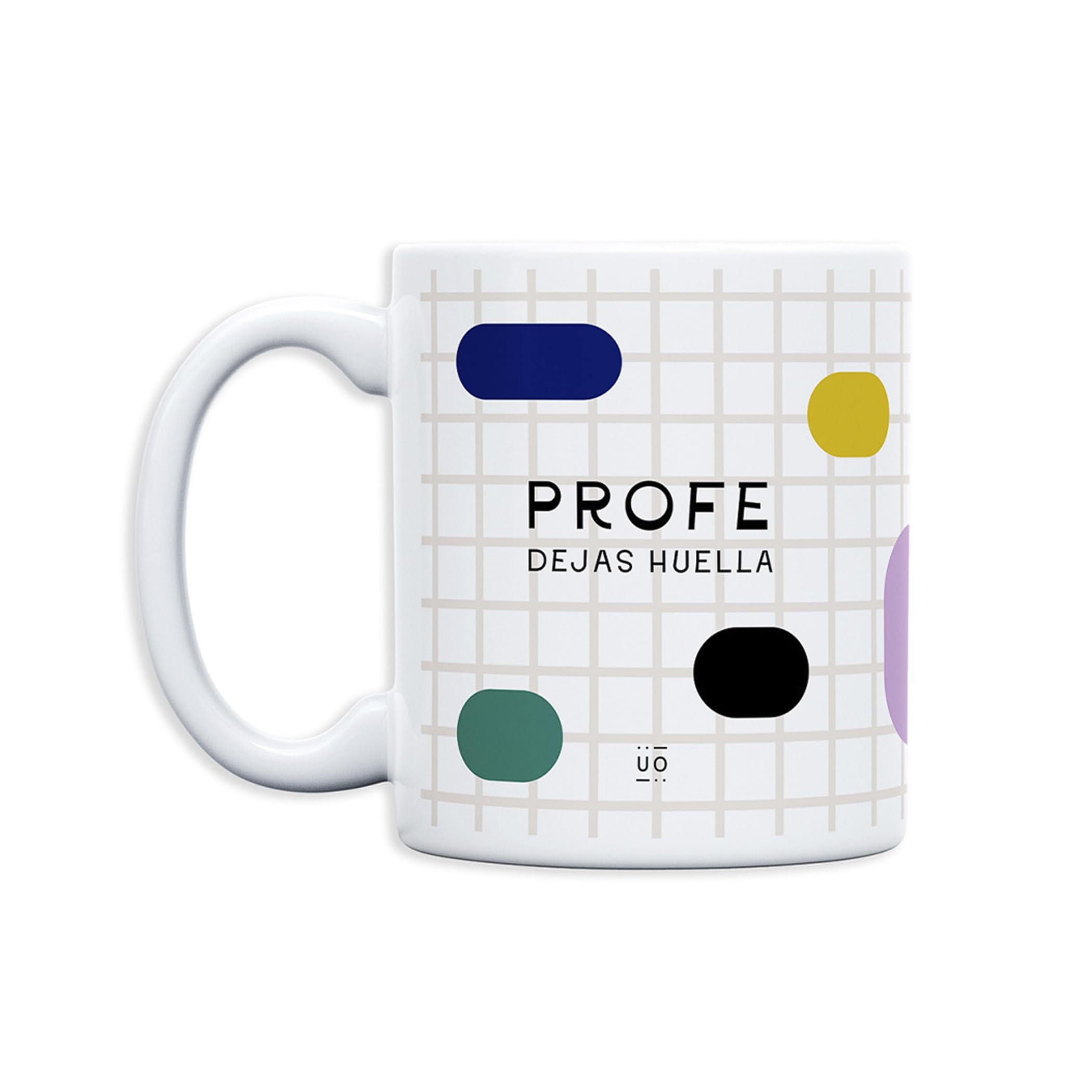UO Taza de Regalo con Mensaje "​Profe, dejas huella", regalo para profes, regalo original profesores, regalo amigo invisible original, 350 ml, Cerámica