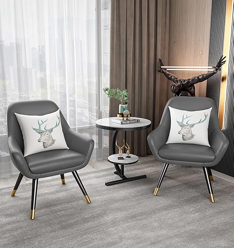 Miniatura 6 de CYYTLFSD Sofá de mármol de lujo, mesa auxiliar de esquina redonda de 2 niveles para sala de estar, sofá de hotel, mesita de noche (negro y blanco)