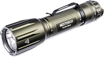 NEXTORCH TA30C Max Tactical Flashlight, 3000 Lumens USB-C Rechargeable Bright Flashlight, Long Throw Handheld Light with 5 Modes Strobe, IPX8 Waterproof for Outdoor Daily Carry OD Green