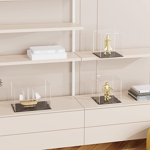 Miniatura 3 de CRMPro Vitrina de acrílico transparente con base negra mate, vitrina a prueba de polvo, caja de exhibición de acrílico cubo para coleccionables (7 x