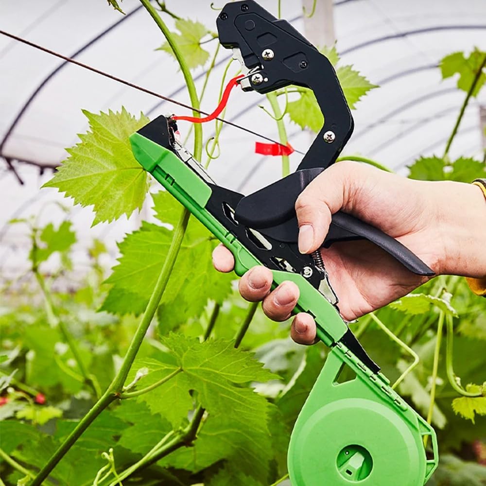 Encuadernadora Máquina de atado de plantas Gardenería Tapetool Tomatocucuctor Máquina de encuadernación Máquina de unión con cinta adhesiva Jardinería de máquinas Alicate de corte(Green)