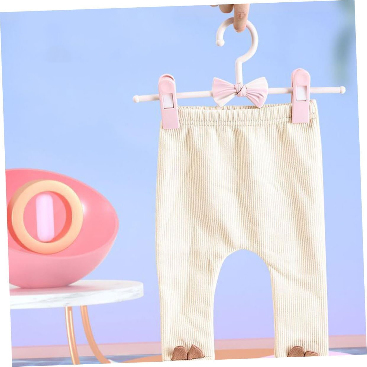 Adjustable Anti-Skid Pants Hangers Clips for Stretchable Household Clip Hanger Set of 10 Pink Pants and Skirt Drying for Closet Organization