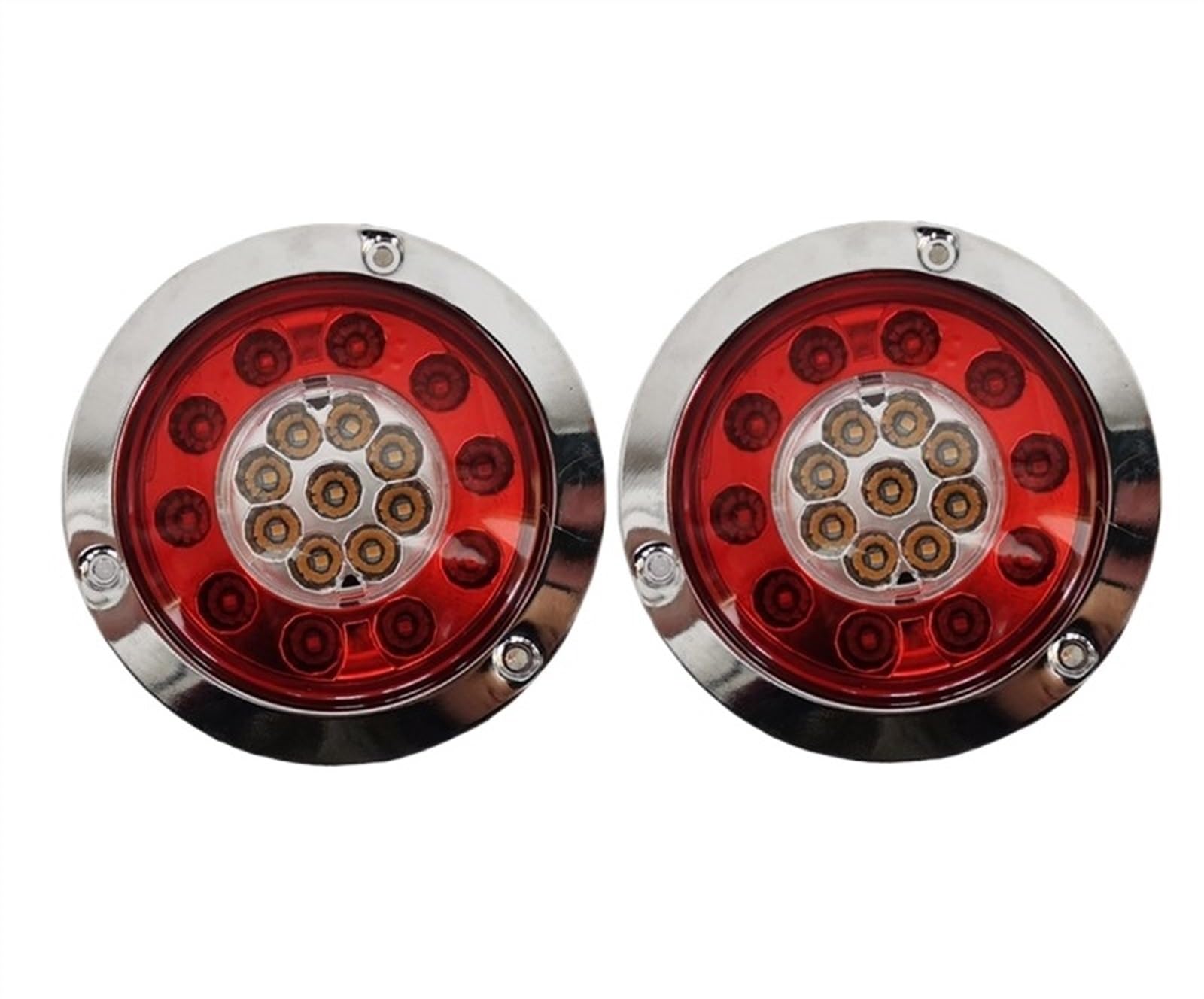 Intermitentes Dinámicos Led Espejo Luces Coche Remolque 1 Par 10-30v 19 LED Rojo Ámbar 12v 24v Traseras Redondas Para Camión Luz Freno Señal De Giro Parada Lámpara Lateral(24v)