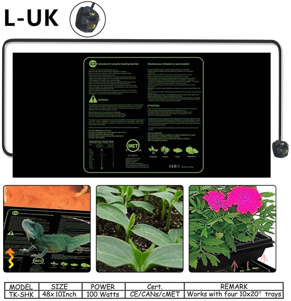 wapern Reptile Heat Mats, Waterproof Reptile Heat Pad for Reptiles Turtle, Tortoise, Snakes, Lizard, Gecko, Spider, Crawler - Safety Aquarium Tortoise Heat Mat Thermostat L-48X10In