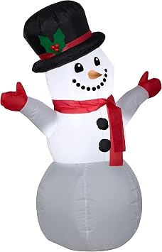 3.5 Gemmy Airblown Snowman w/Red Mittens Christmas Yard Decoration 119518