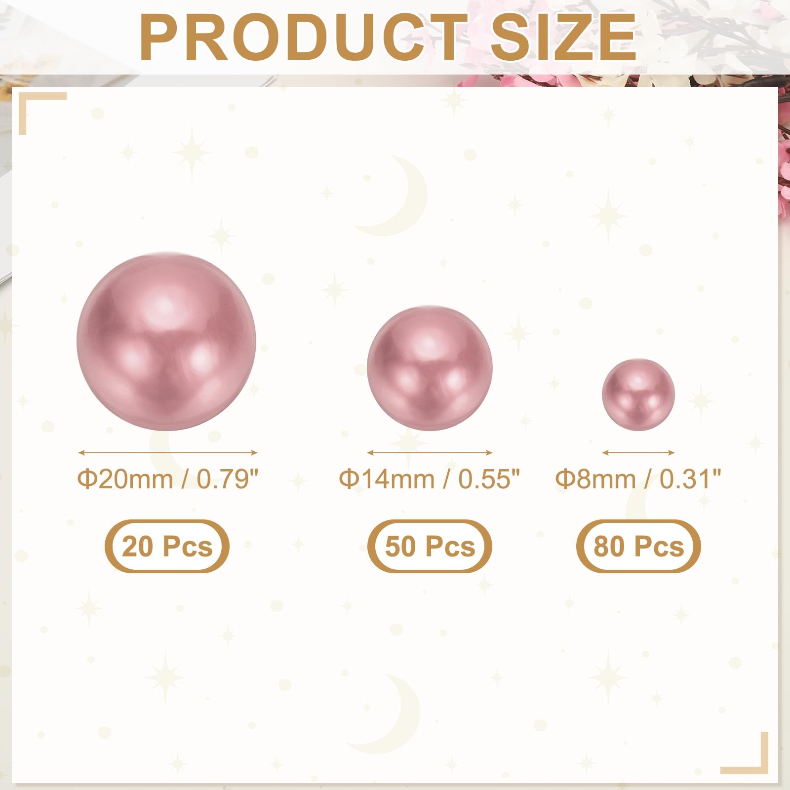 PATIKIL 8/14/20 mm Perle Finte Senza Foro, 150 PCS Perle Galleggianti per Vasi Decorazioni Centrotavola per Matrimoni Feste Decorazioni Tavolo Casa Candele Galleggianti, Rosso caffè