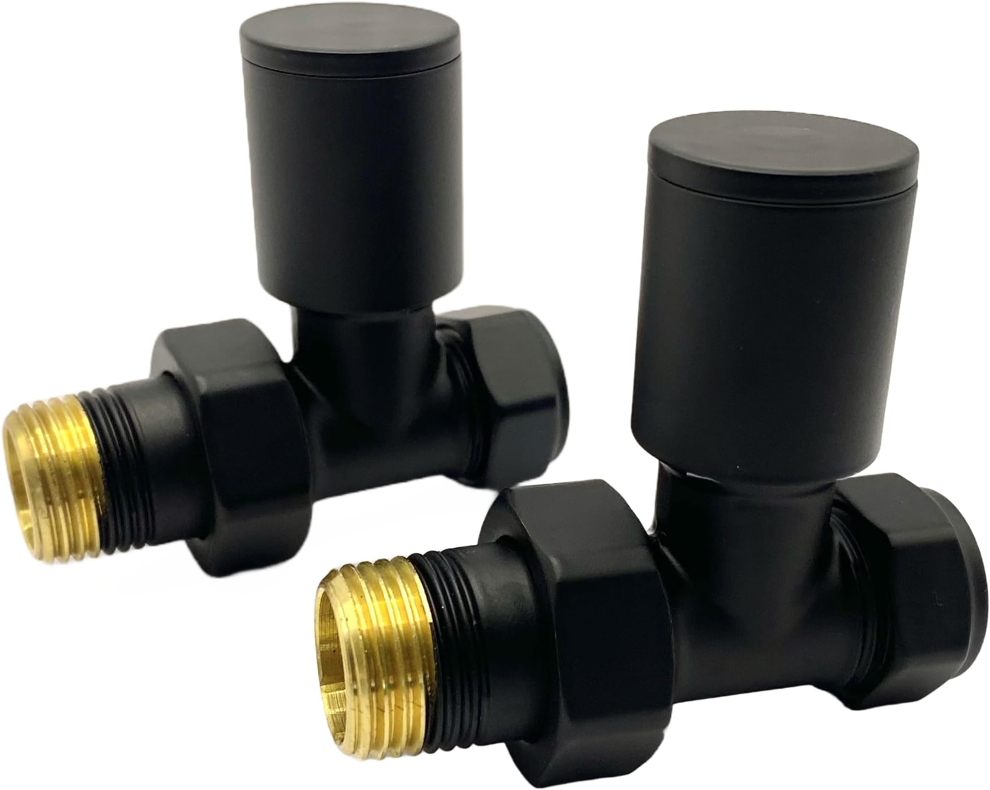 Manissa Kirby Black Straight Towel Rail Valves 1/2" /15mm Radiator valves Solid Brass