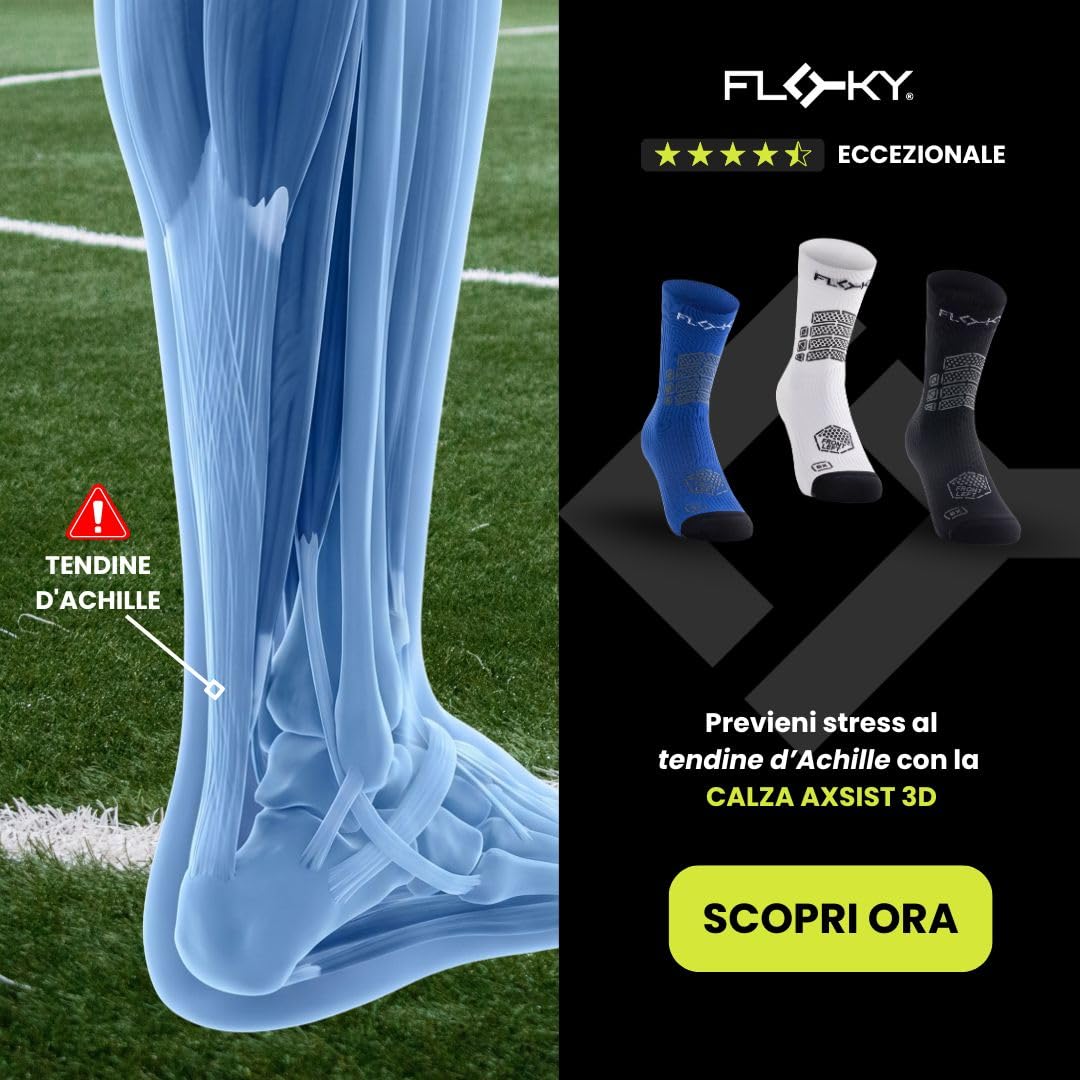 FLOKY AXIST Chaussettes de football et rugby biomécaniques 3D - Chaussettes de compression antidérapantes - Cheville stabilisée, protection du tendon d'Achille, adhérence maximale, soutien plantaire