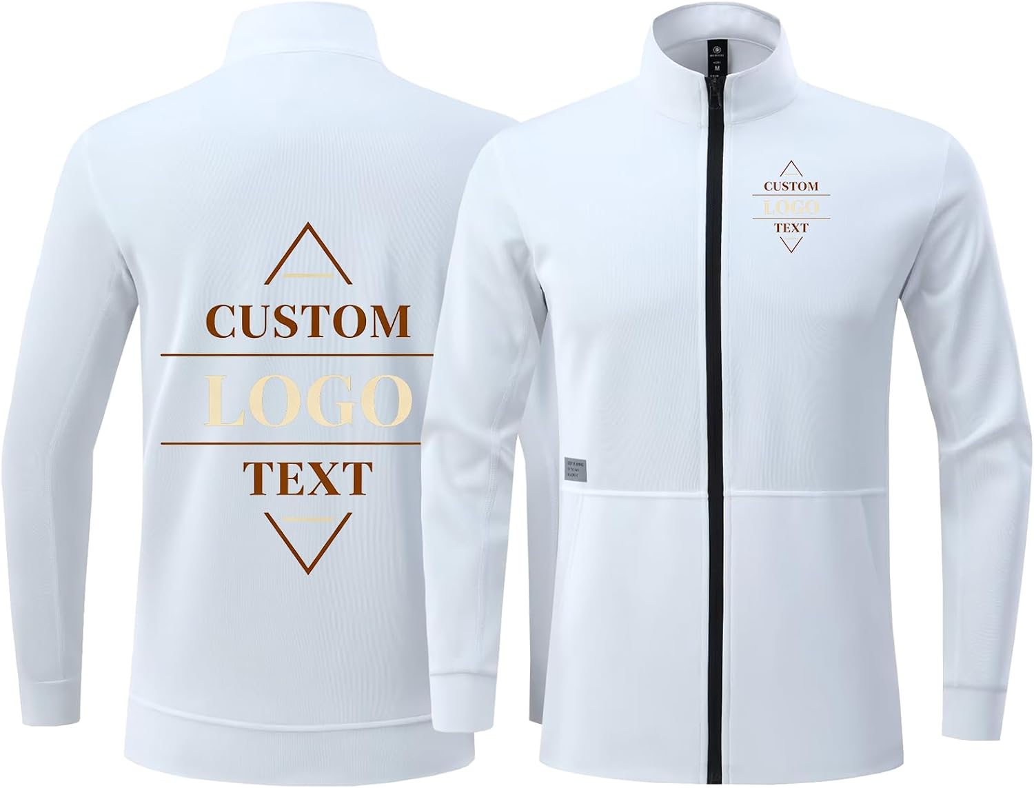 Custom Men's Track Jackets Lightweight Logo Design Full-Zip Casual Coat Workout Running Athletic Active Jacket With Pockets