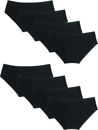 Kiench Girls Underwear Cotton Panties Teens Basic Briefs 8-Pack