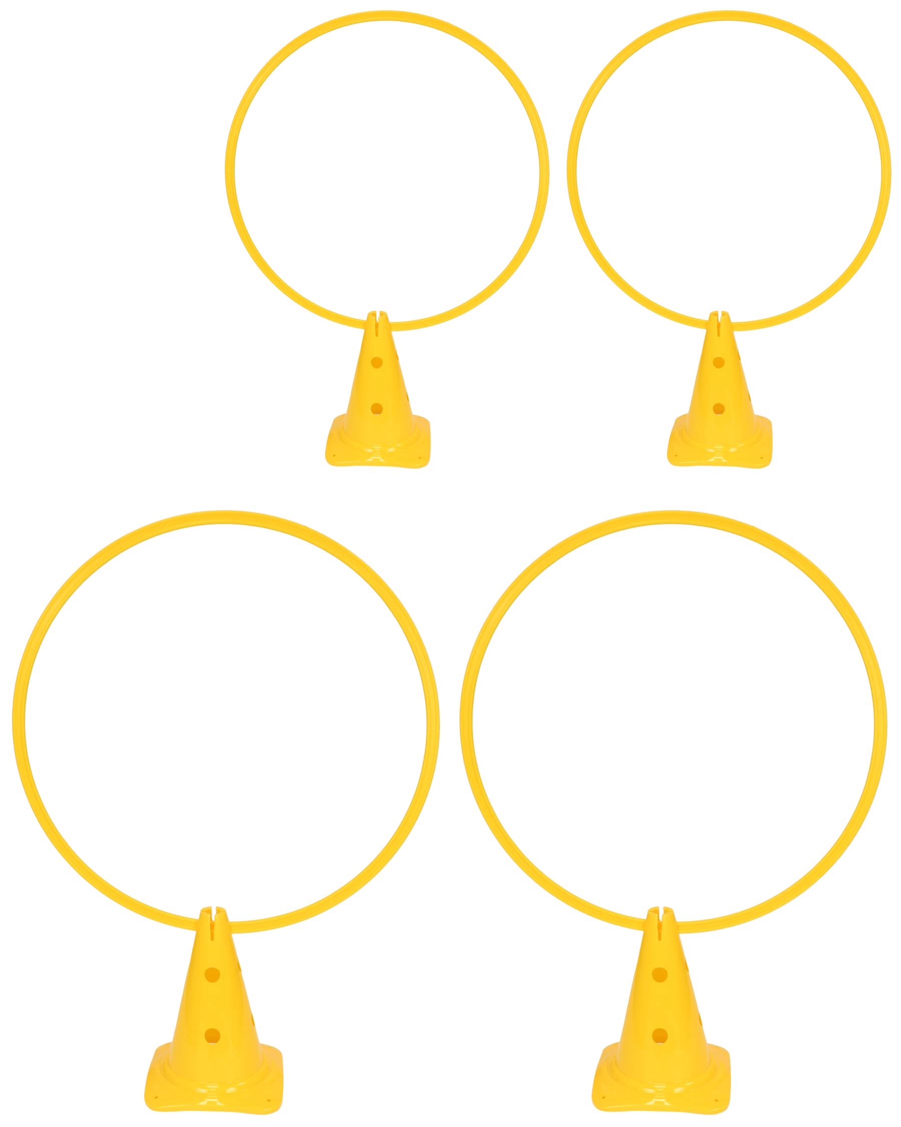 Combi cono 30 & anello combinato 70 – Set di 4 pezzi – per la costruzione di parcours & ostacoli – aiuto per l'allenamento per calcio, atletica e sport per cani