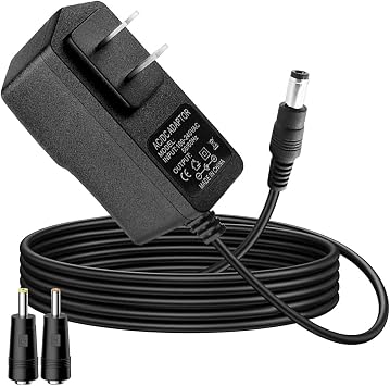 9V 2A AC Adapter with 6ft Cord and Advanced Safety Protections - Compatible with Routers, LED Strip Lights, Speakers & More | 100V-240V Input, | 5.5mm x 2.1mm & 2.5mm Barrel Jack
