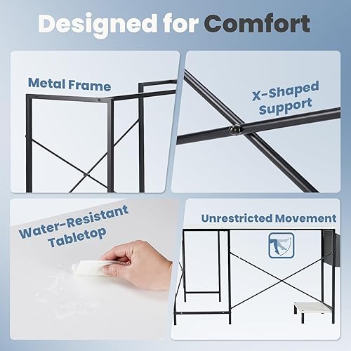 Miniatura 7 de DUMOS Escritorio en forma de L para computadora, mesa de esquina de 50 pulgadas, oficina en casa, escritura, estación de trabajo para estudiantes,