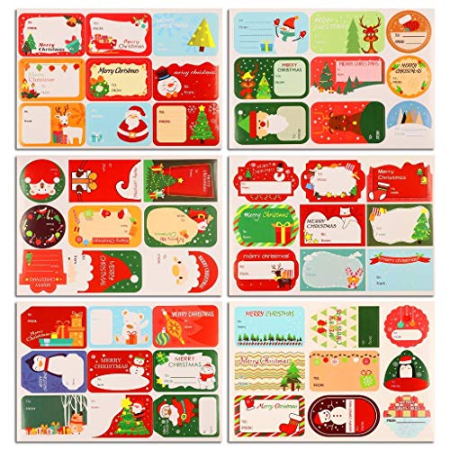 Xgood 216 Pieces Christmas Sticker Labels Self Adhesive Colorful Labels Holiday Party Gift Name Decals Gift Decorations for DIY Gifts Paper Decor