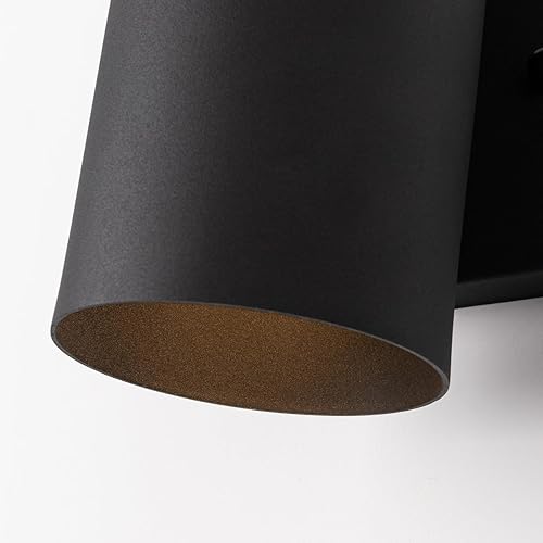 Miniatura 5 de mirrea Lámpara de pared moderna de 7 pulgadas para porche al aire libre con bombillas LED GU10 reemplazables de 5 W en cilindro de aluminio negro