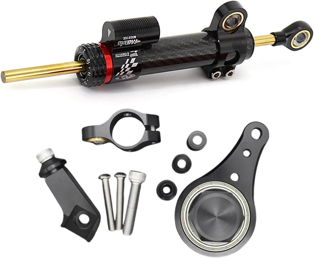 Motorcycle Steering Damper Stabilizer with Bracket Mount Kit Fit For Kawasaki ZX6R 636 2005-2006 Accessories (Carbon-A)