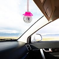 Vista 3 de Accesorio de bola de discoteca rosa, adorno de espejo de coche de bola de discoteca, bola de discoteca para automóvil, bola de discoteca para espejo