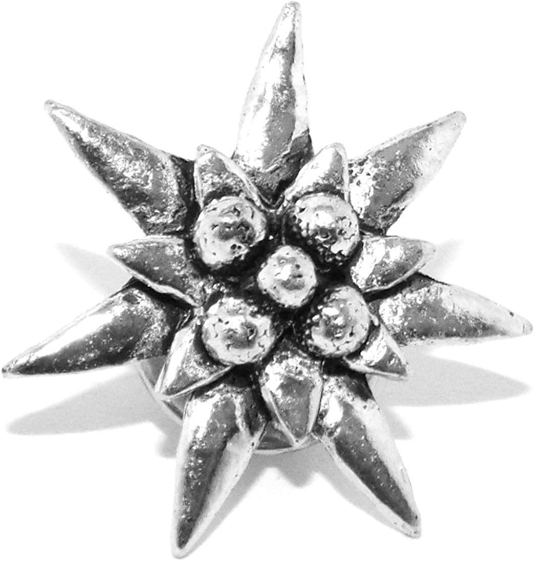 Small Edelweiss Flower Pin Badge/English Pewter Brooch in gift pouch