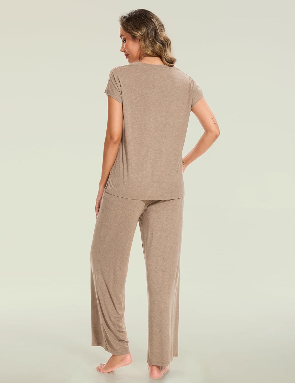 GYS Soft Bamboo Viscose Sleepwear for Women Short Sleeve 2 Piece Pajama Sets - Image 2