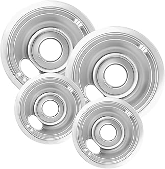 COZZIVITA 4-Piece Drip Pans Set - Compatible with GE Stoves - Chrome Finish Electric Stove Burner Drip Pans - 2 x 6inch, 2 x 8inch Stove Drip Pans - GE Stove Drip