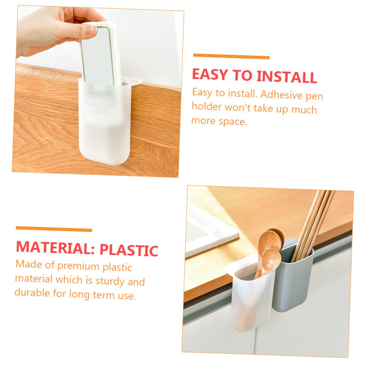 OSALADI 3 Set Portapenne Adesivi Resistente Contenitori Da Parete Per Penne Pennelli E Accessori Bianco E Trasparente Organizer Scrivania Per Studenti E Ufficio 6 Pezzi*3