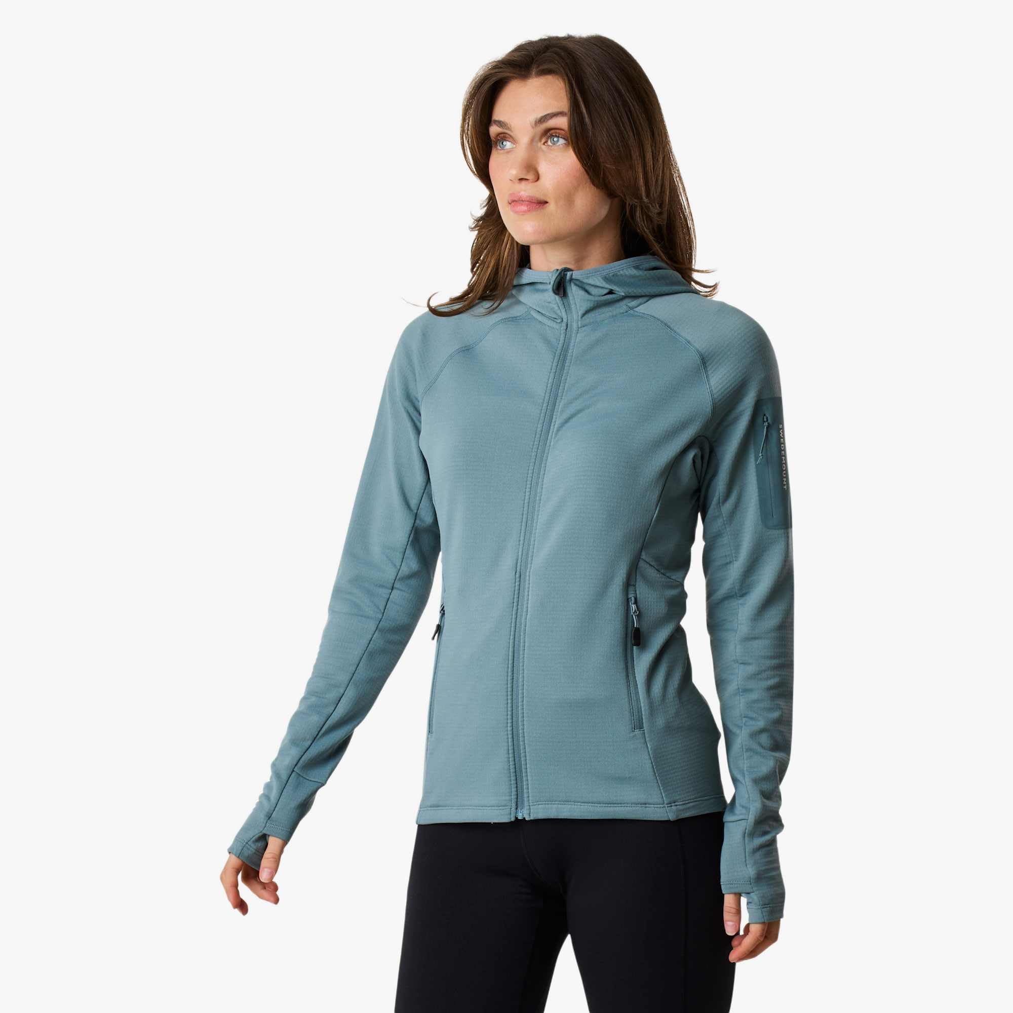 Swedemount Ultra Light Tech Midlayer con Cappuccio Donna Maglione Allenamento Leggero Traspirante