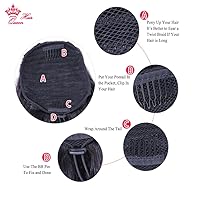 Vista 4 de Extensiones de cabello humano con clip en cola de caballo con cordón, cola de caballo brasileña, cola de caballo para mujer, productos Queen Hair