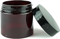 Vista 3 de s Amber - Tarros de plástico (paquete de 12) – Recipientes cosméticos recargables ámbar de 2 onzas con tapas; se utilizan como frascos de viaje