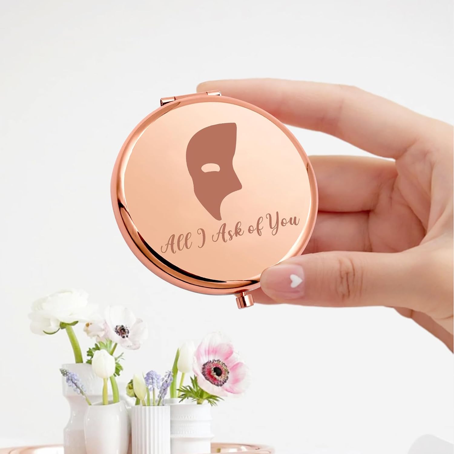 KEYCHIN Phantom Mask Musical Pocket Mirror Musical Theatre Gifts All I Ask of You Compact Makeup Mirror Opera Merch (Ask of You-RG)