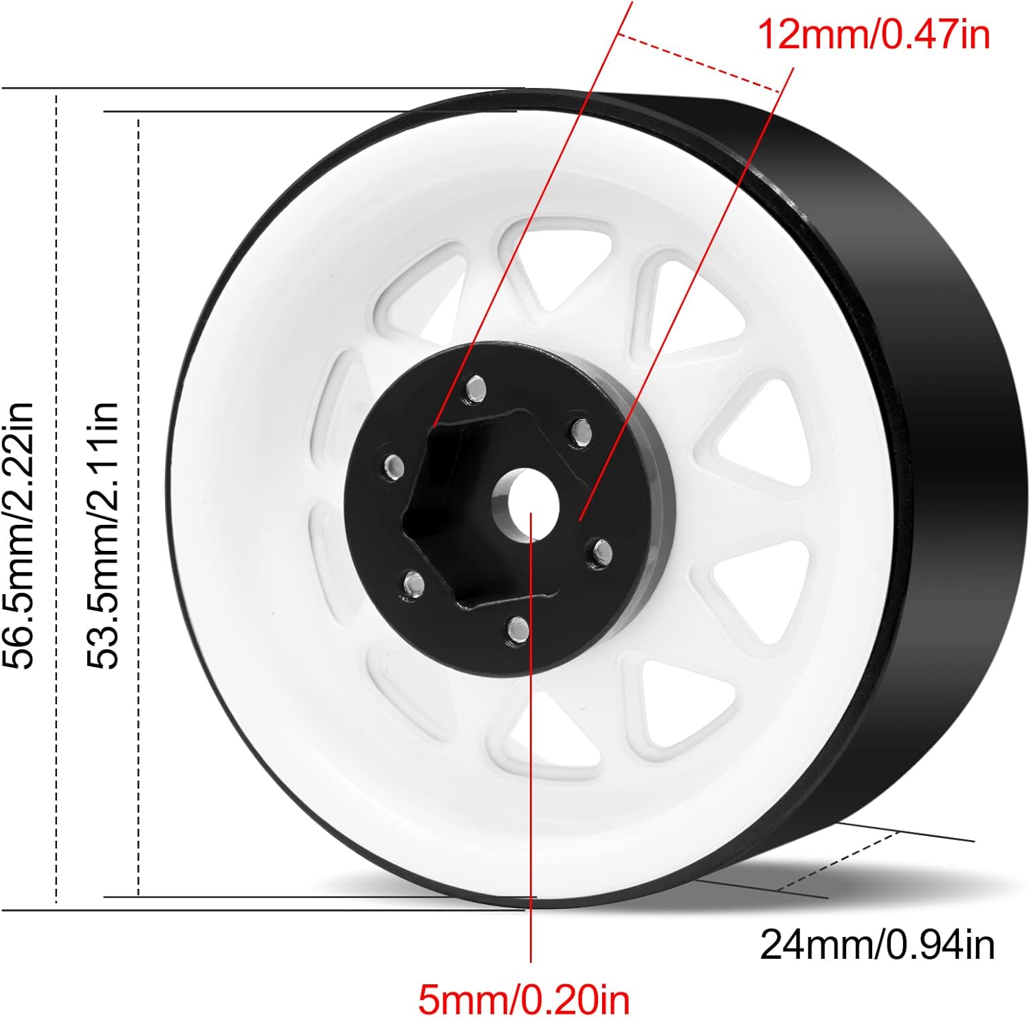 OGRC 4PCS Aluminum 1.9 Inch Beadlock Wheels Negative Offset Wheel Rims for TRX4 TRX6 SCX10 I II III 90046 AXI03007 Redcat GEN7 GEN8 RC4WD D90 1/10 RC Crawler - 12mm Hex (White)
