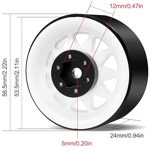 Miniatura 6 de OGRC - 4 ruedas Beadlock de aluminio de 1.9 pulgadas, llantas de desplazamiento negativo para TRX4 TRX6 SCX10 I II III 90046 AXI03007 Redcat GEN7