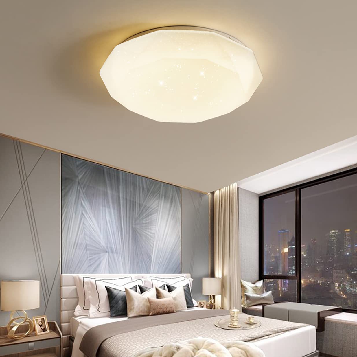 Ventilateur de plafond avec lampe LED moderne et télécommande pour salon