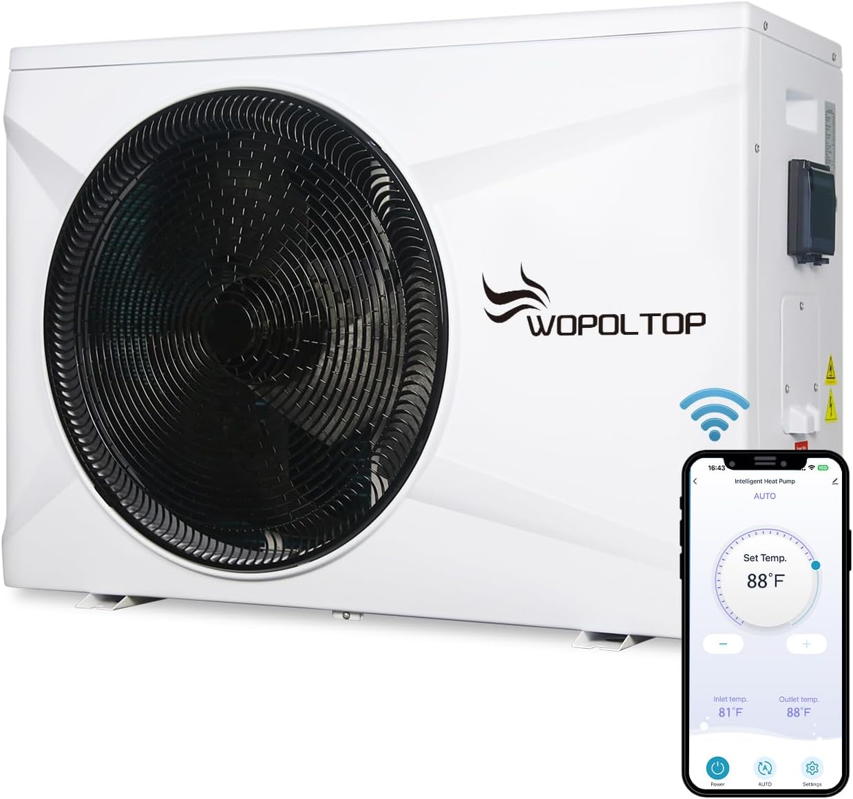 WOPOLTOP Inverter Pool Heat Pump 100000 BTU