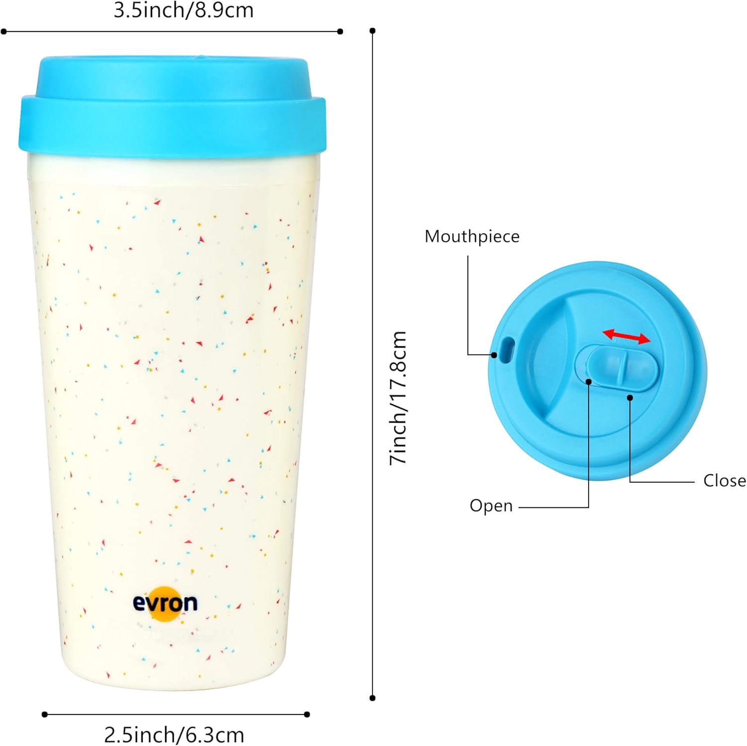 evron Spill Proof Travel Mug with Anti-Leak Locking Lid, Insulated Double-Wall Coffee Mugs for Hot and Cold Drinks (16oz 4 Pack) - Image 6