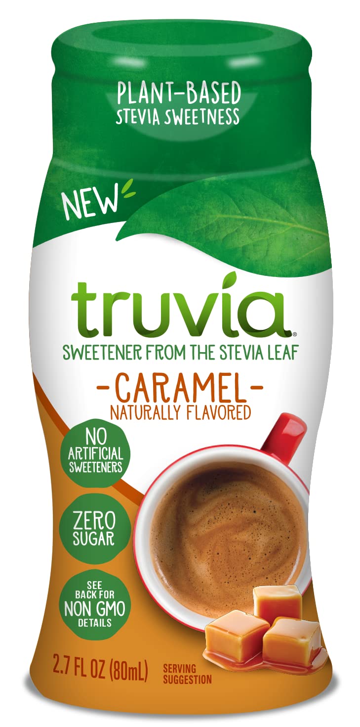 Truvia Zero-Calorie Liquid Sweetener from the Stevia Leaf, 2.7 Fl Oz bottle, Caramel flavor (Pack of 6)
