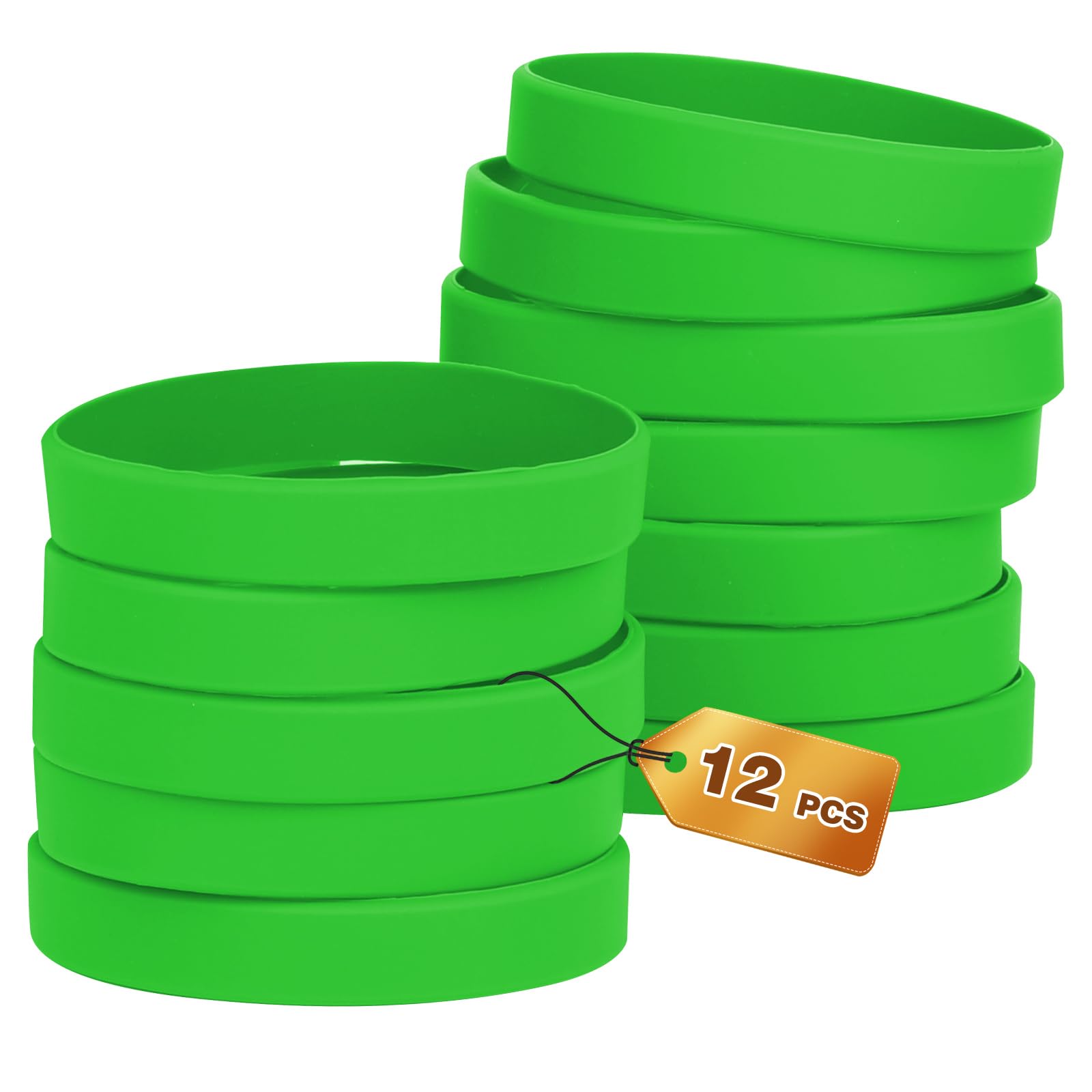 Braccialetti In Gomma Silicone Vuoto Elastici per Uomo Donna Festa Verde 12 Pezzi
