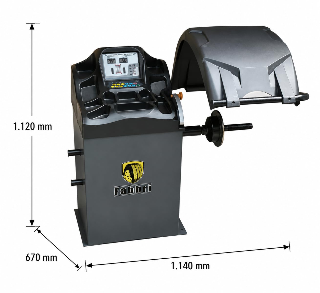 Wyważarka kół półautomatyczna, wytrzymała maszyna do wyważania felg 10-24", obciążenie koła 65 kg, dokładność ± 1 g, idealne wyposażenie warsztatowe do warsztatów samochodowych i serwisów opon
