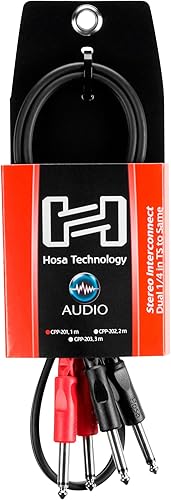 Miniatura 4 de Hosa CPP-201 Dual 14" TS a Dual 14" TS Cable de interconexión estéreo 14" 3.3 ft