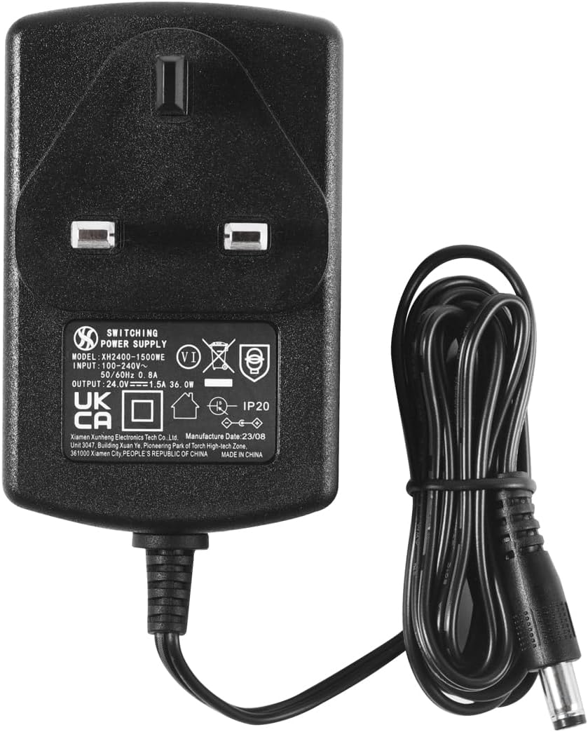 AC to DC 24V 1.5A Power Supply, Plug UK 5.5mm x 2.1mm with Selectable 5.5mm x 2.5mm, 3.5mm x 1.35mm Connector Tips