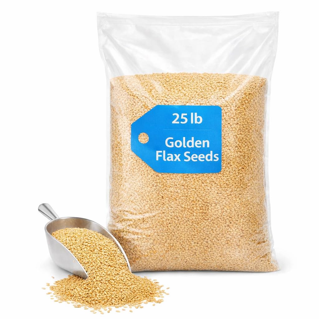 Golden Flax Seeds, 25 lb Bulk Bag, Nutty Whole Seeds for Baking, Smoothies