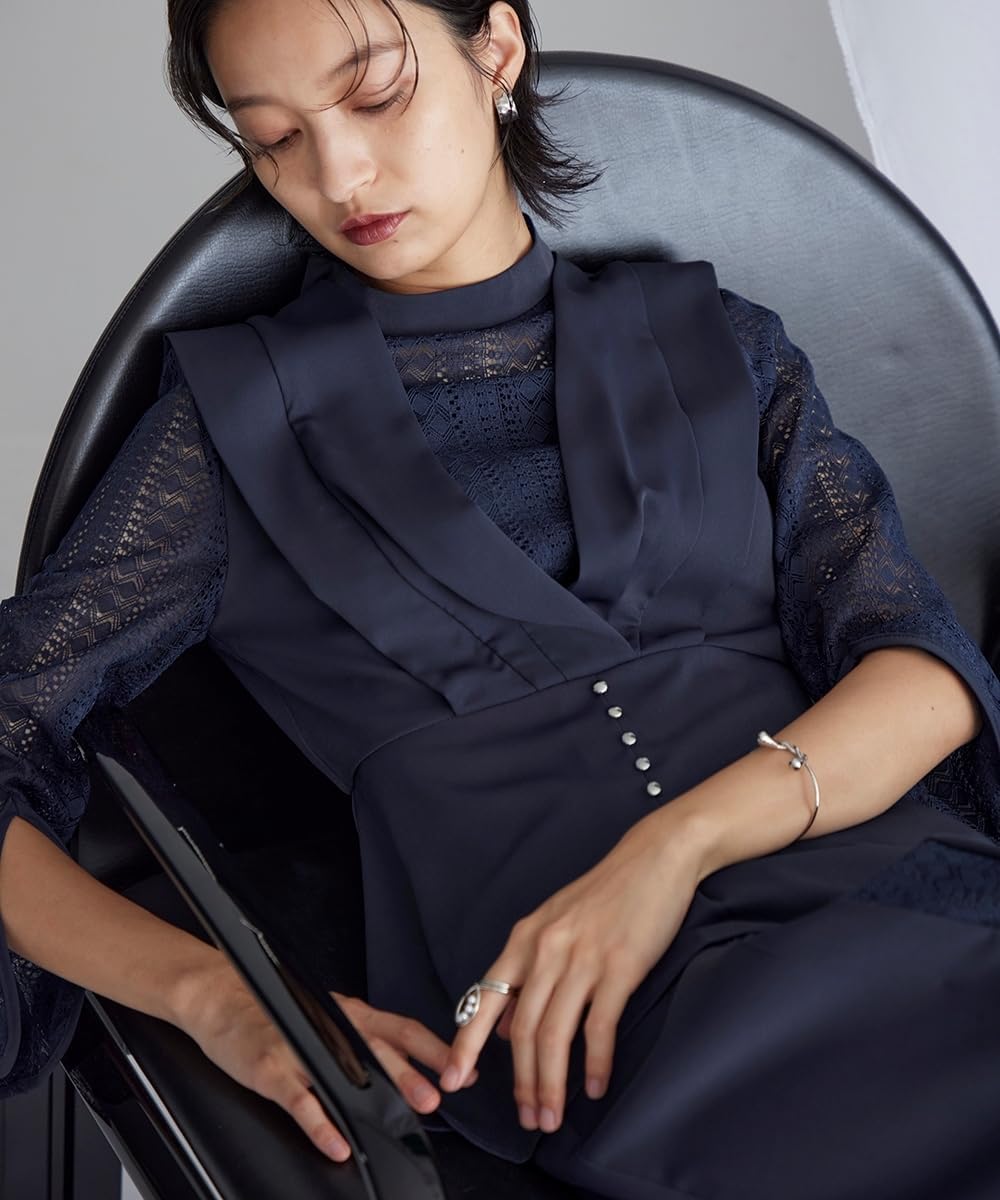 [ニッセン] カラーフォーマル 結婚式・パーティー・オケージョンドレス レースデザインブラウス＋アシメレース使いワイドパンツセットア