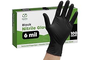 Comfy Package Black Nitrile Disposable Gloves 6 Mil. Chemical Resistance, Latex and Powder-Free.