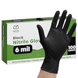 Comfy Package Black Nitrile HEAVY DUTY 6 Mil&period; Chemical Resistance&comma; Latex & Powder Free&comma; Textured Fingertips Disposable Gloves