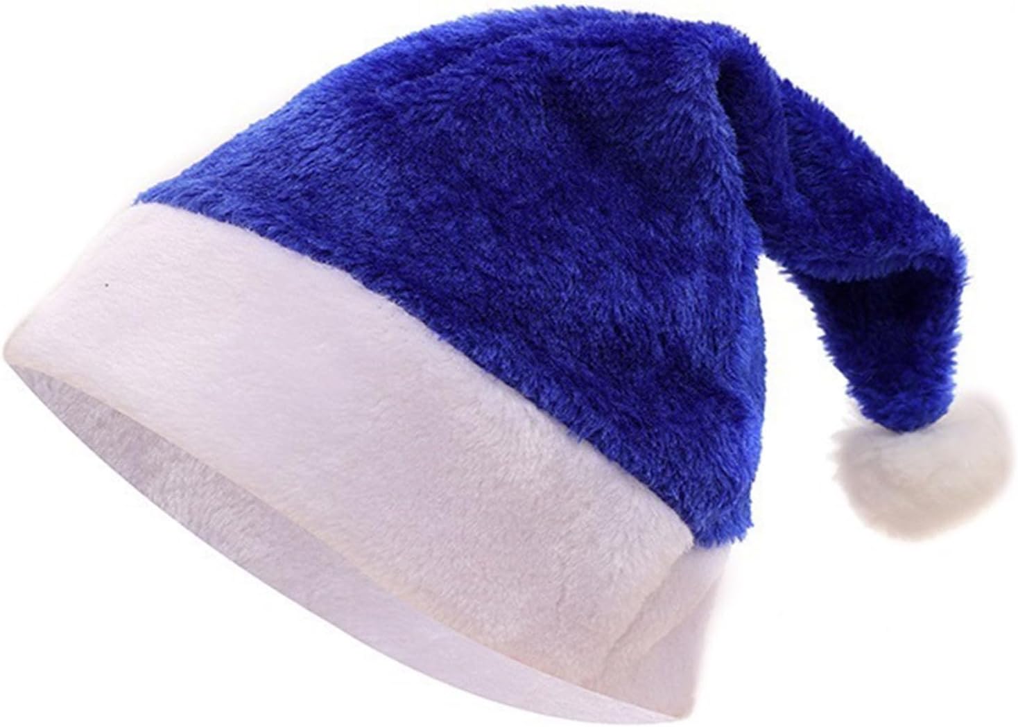Santa Hat Christmas Hat Short Plush with White Cuffs Plush Fabric Christmas Hat for Adults and Kids