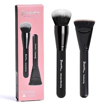 Bueart Design Ultimate Blending Foundation Brush with Large Flat Top Contouring Brush Perfect for using with pressed or loose bronzer powder, liquids, and creams,M10