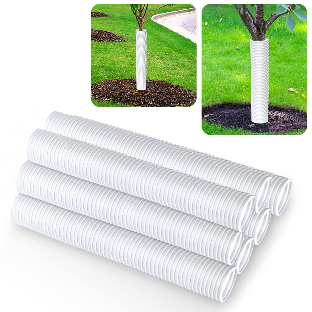 7-Pack Corrugated Tree Guards - Rigid PP Trunk Protectors for Saplings, Bark Shield from Deer, Rodents, Mowers & Trimmers (15.7x2in)