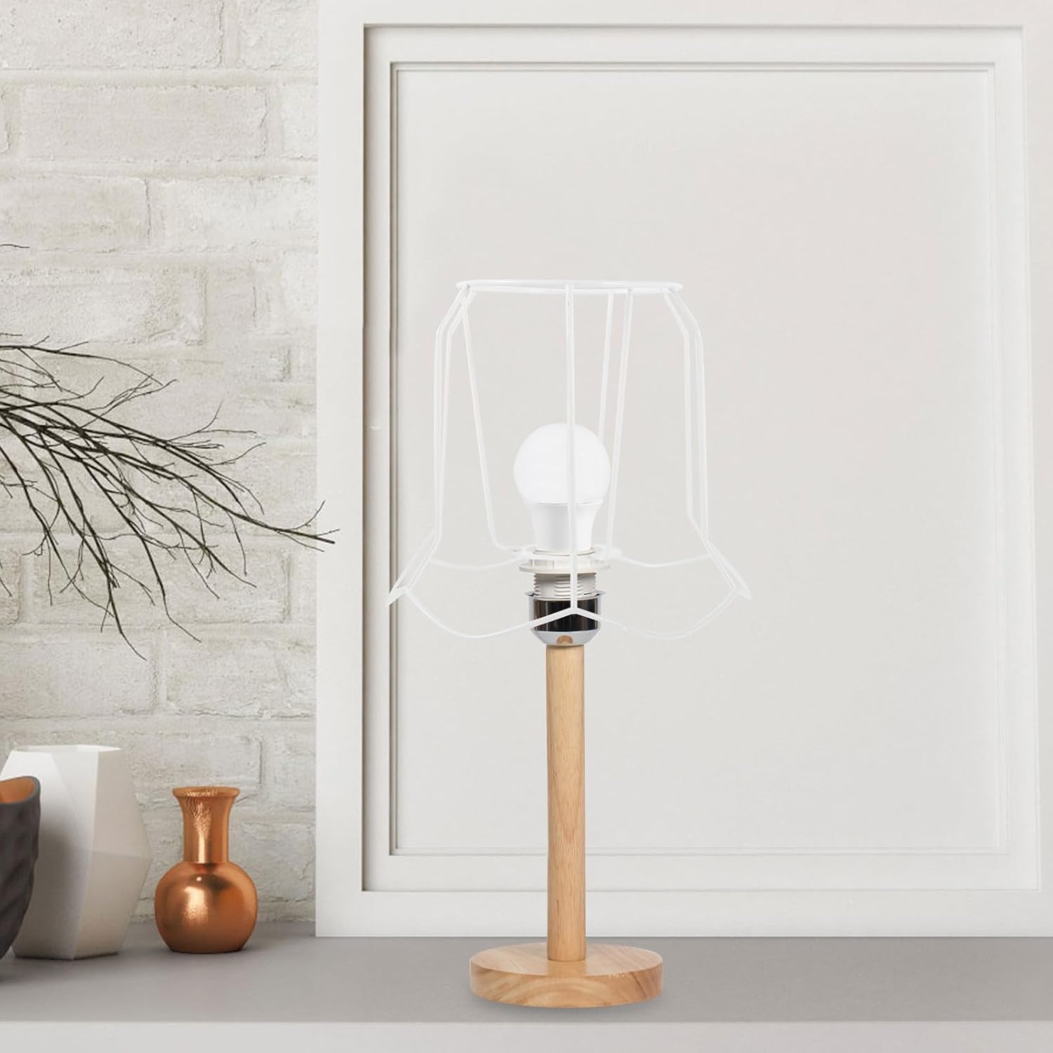 VOSAREA Iron Wire Lampshade Frame for Desk and Table Lamps, Easy to Install Metal Lamp Shade Holder with Stable and Simple Structure, for Cafe and Office Lighting DIY Projects